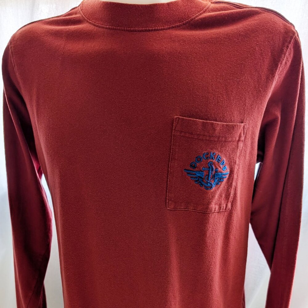 🧥 Dockers 100% Cotton Long Sleeve Sweat-to-Tee | Brick Red | Size L
